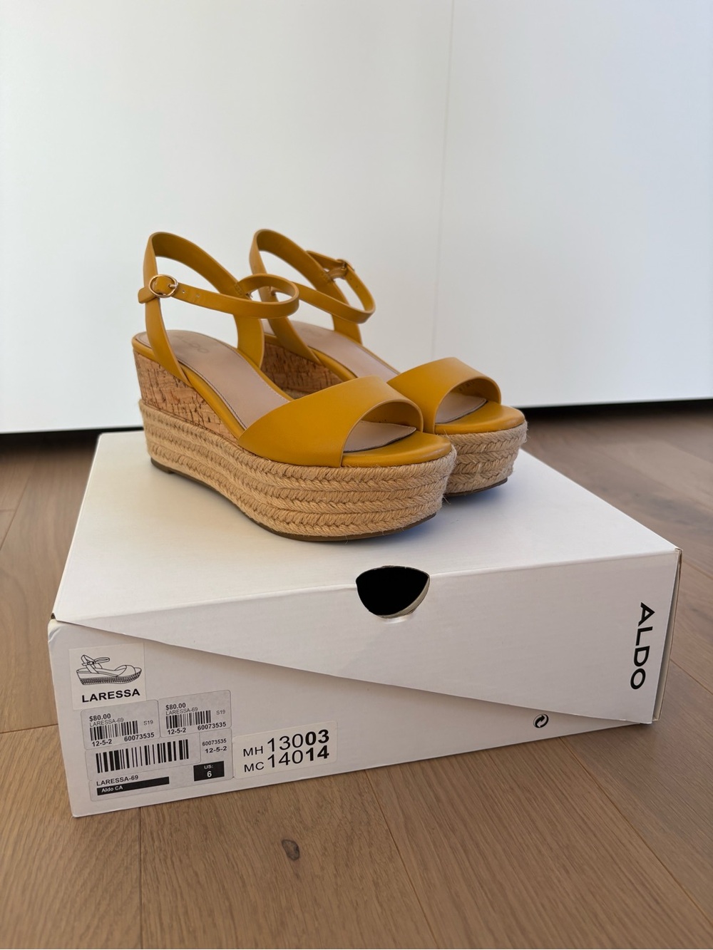 ALDO Laressa Mustard Yellow Espadrille Wedge Sandals
